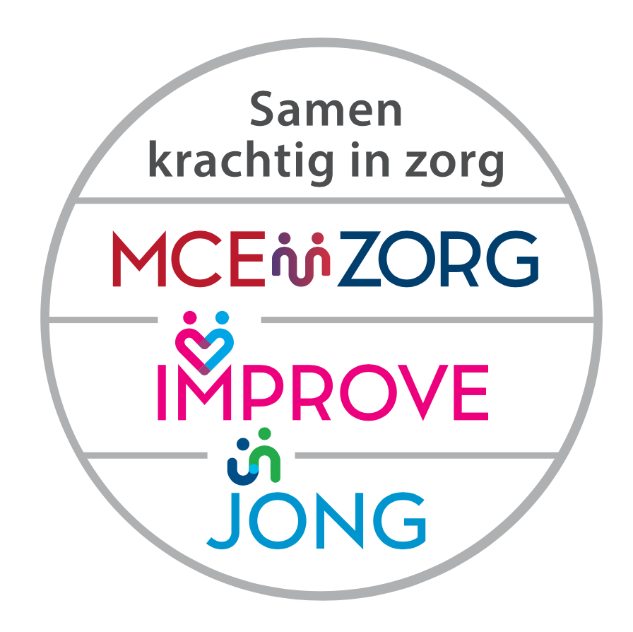 Logo's van MCE Zorg, Improve en Jong.